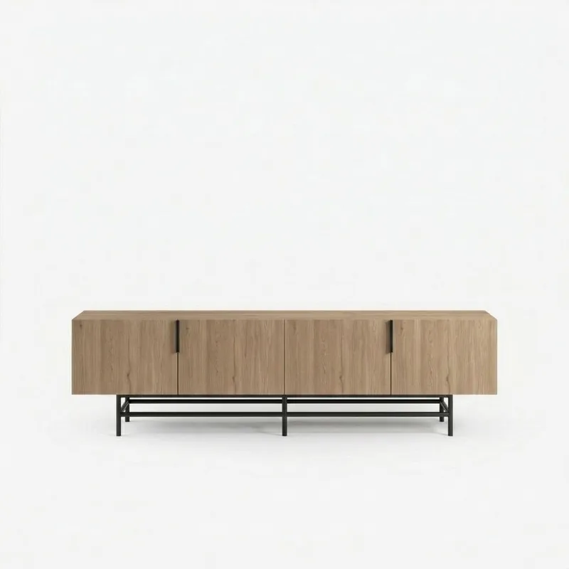 Truvia TV-benk 200x55x35 cm - Naturlig eik og svart - Møbler - Mediamøbel & tv møbel - TV-benk & mediabenk