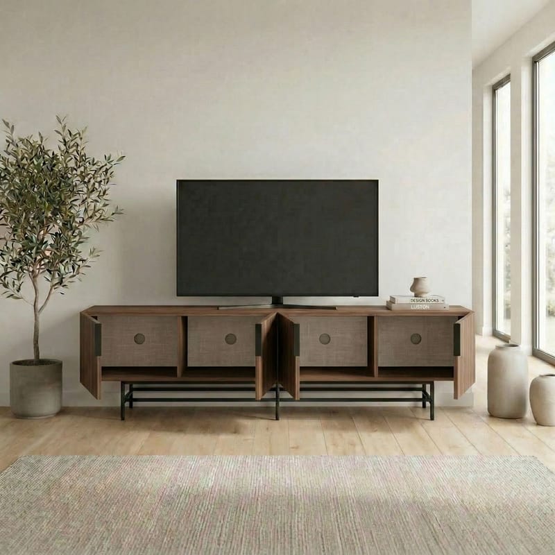 Truvia TV-benk 200x55x35 cm - Valnøtt og svart - Møbler - Mediamøbel & tv møbel - TV-benk & mediabenk