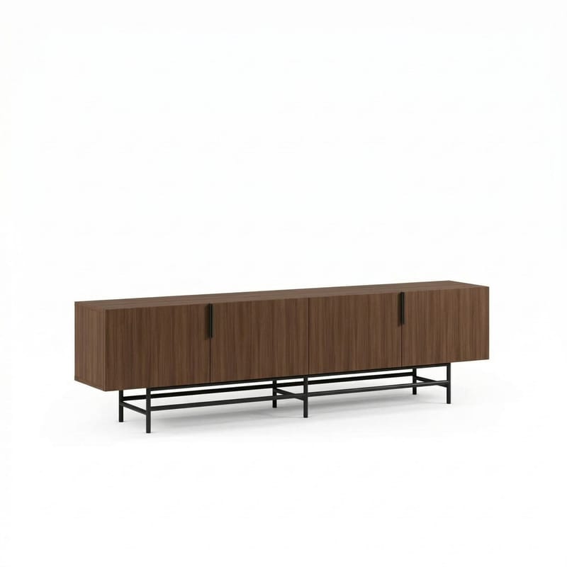 Truvia TV-benk 200x55x35 cm - Valnøtt og svart - Møbler - Mediamøbel & tv møbel - TV-benk & mediabenk