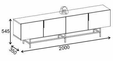 Truvia TV-benk 200x55x35 cm - Valnøtt og svart - Møbler - Mediamøbel & tv møbel - TV-benk & mediabenk