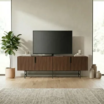 Truvia TV-benk 200x55x35 cm - Valnøtt og svart - Møbler - Mediamøbel & tv møbel - TV-benk & mediabenk