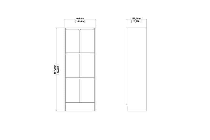 Trysil Bokhylle 107 cm - Hvit - Oppbevaring - Hyller - Bokhylle