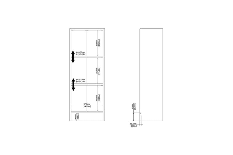 Trysil Bokhylle 107 cm - Hvit - Oppbevaring - Hyller - Bokhylle