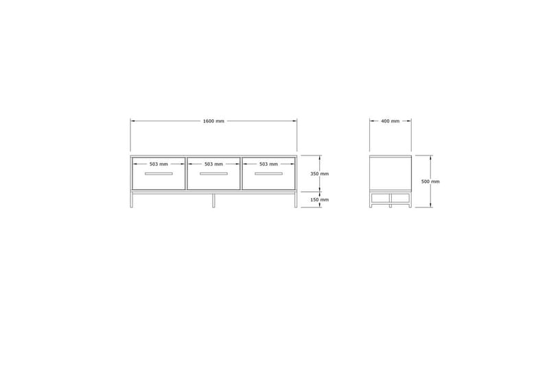 Tukums TV-benk 160 cm - Hvit - Møbler - Mediamøbel & tv møbel - TV-benk & mediabenk
