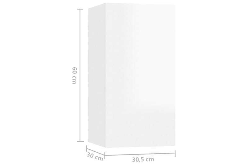 TV-benk 4 stk høyglans hvit 30,5x30x60 cm sponplate - Hvit - TV-skap