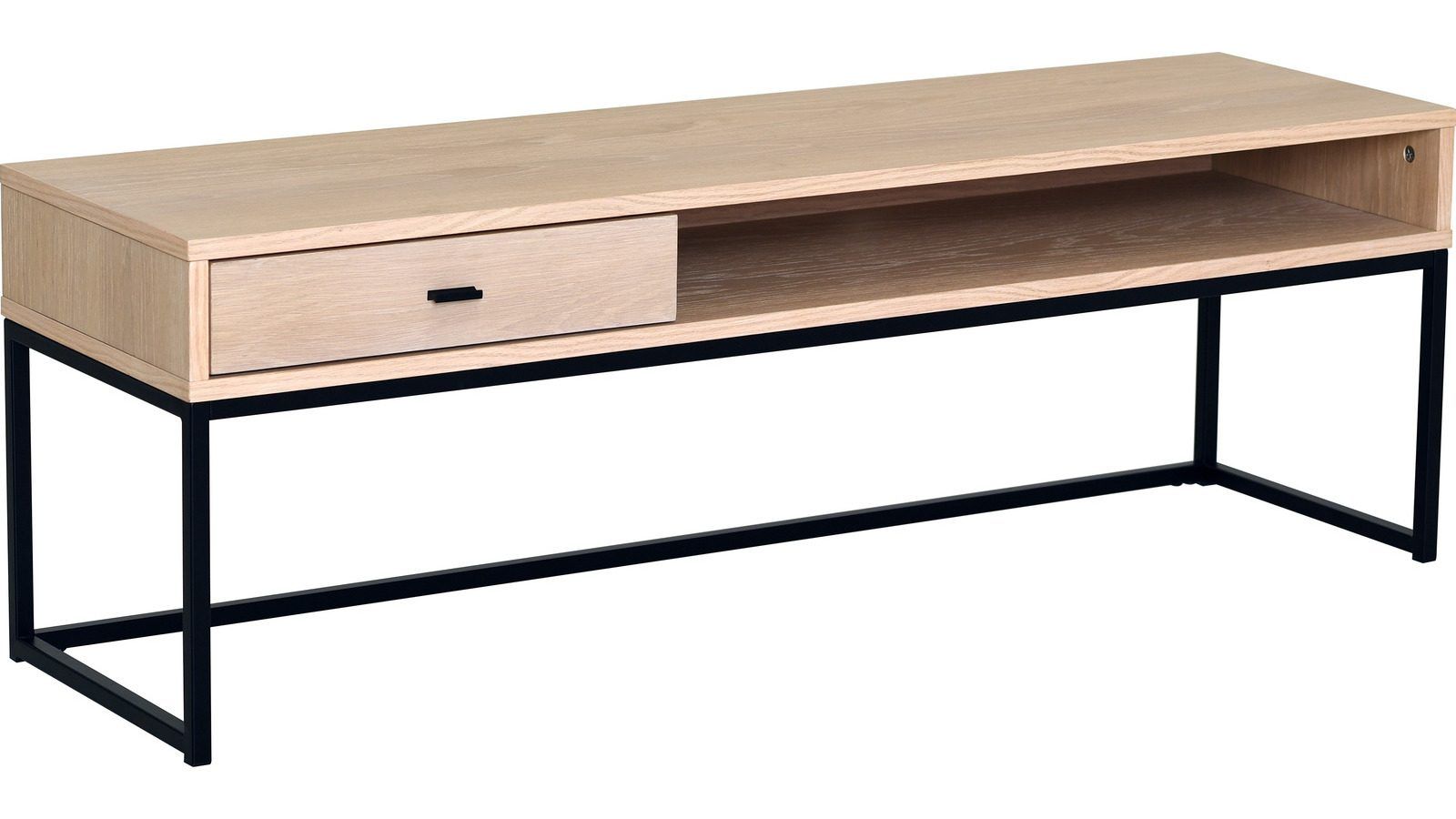 TV-benk Eiknor 120 cm - Hvitpigmentert eik / brunlakkert eikefiner