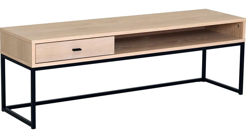 TV-benk Eiknor 120 cm, Hvitpigmentert eik / brunlakkert eikefiner