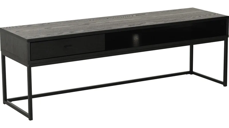 TV-benk Eiknor 120 cm, Svartlakkert askefiner