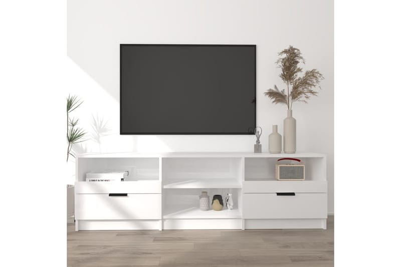TV-benk høyglans hvit 150x33,5x45 cm konstruert tre - Hvit - Møbler - Mediamøbel & tv møbel - TV-benk & mediabenk