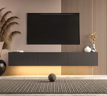 TV-benk Hanah Home Ada (180 x 28,6 x 31,4 cm) Antrasitt - Antrasitt - Møbler - Mediamøbel & tv møbel - TV-benk & mediabenk