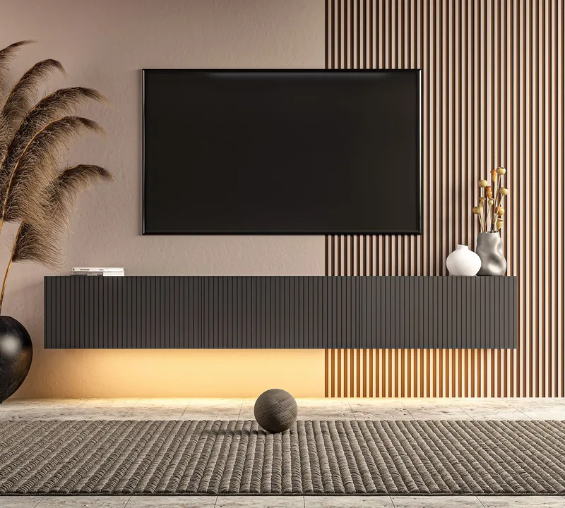 TV-benk Hanah Home Ada (180 x 28,6 x 31,4 cm) Antrasitt - Antrasitt - Møbler - Mediamøbel & tv møbel - TV-benk & mediabenk