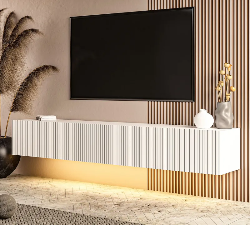 TV-benk Hanah Home Ada (180 x 28,6 x 31,4 cm) Hvit - Hvit - Møbler - Mediamøbel & tv møbel - TV-benk & mediabenk