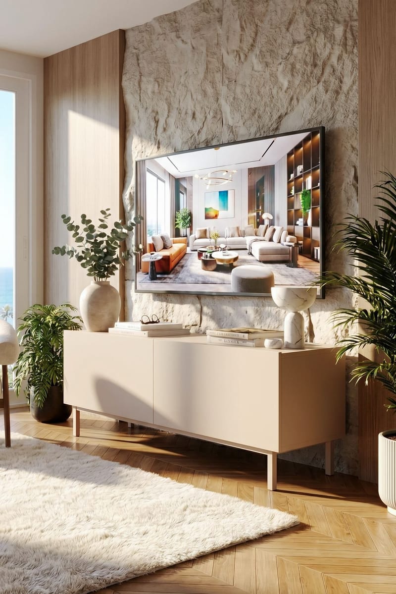 TV-benk Hanah Home Coast (120 x 47,3 x 36,8 cm) Sand - Sand - Møbler - Mediamøbel & tv møbel - Mediestativ & veggfeste