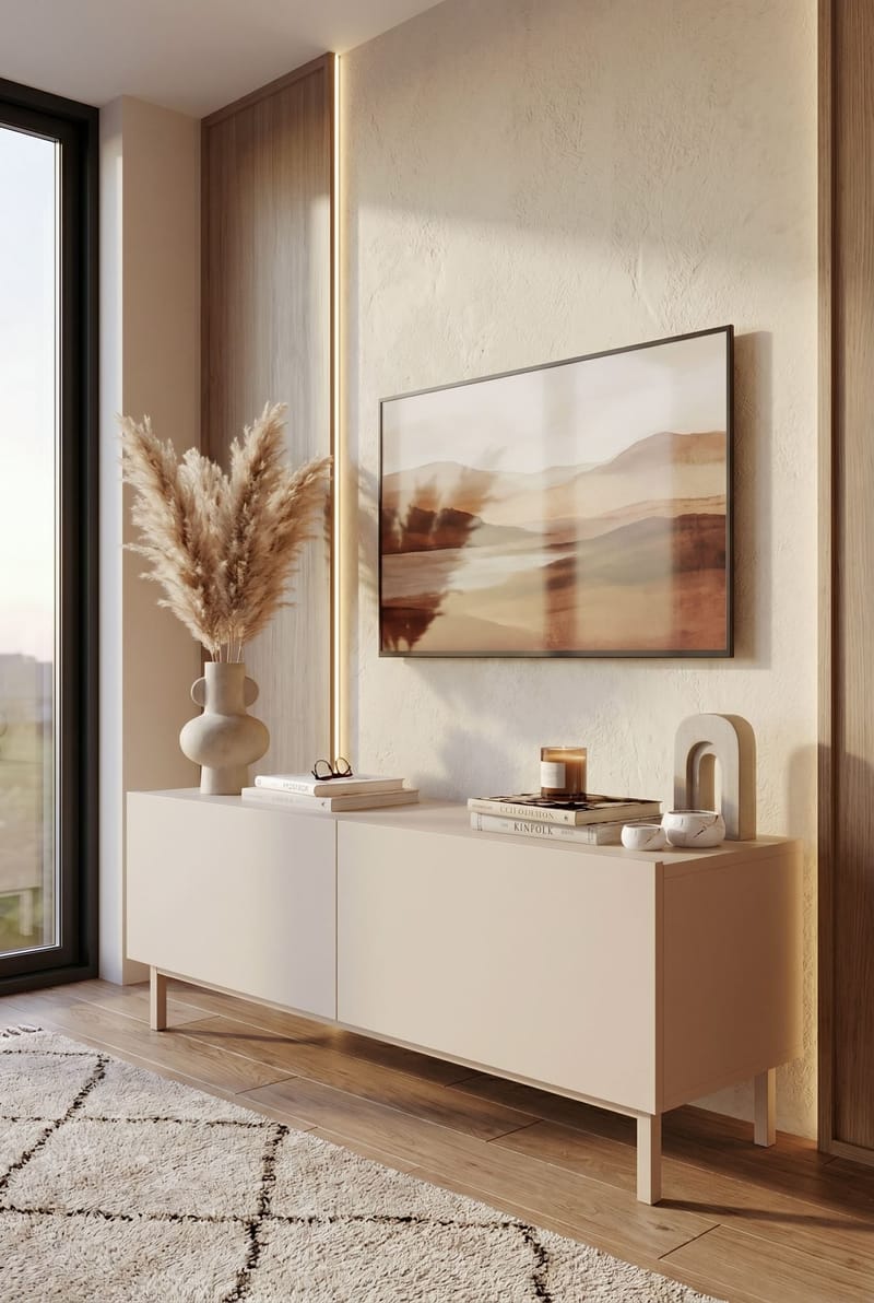 TV-benk Hanah Home Coast (120 x 47,3 x 36,8 cm) Sand - Sand - Møbler - Mediamøbel & tv møbel - Mediestativ & veggfeste