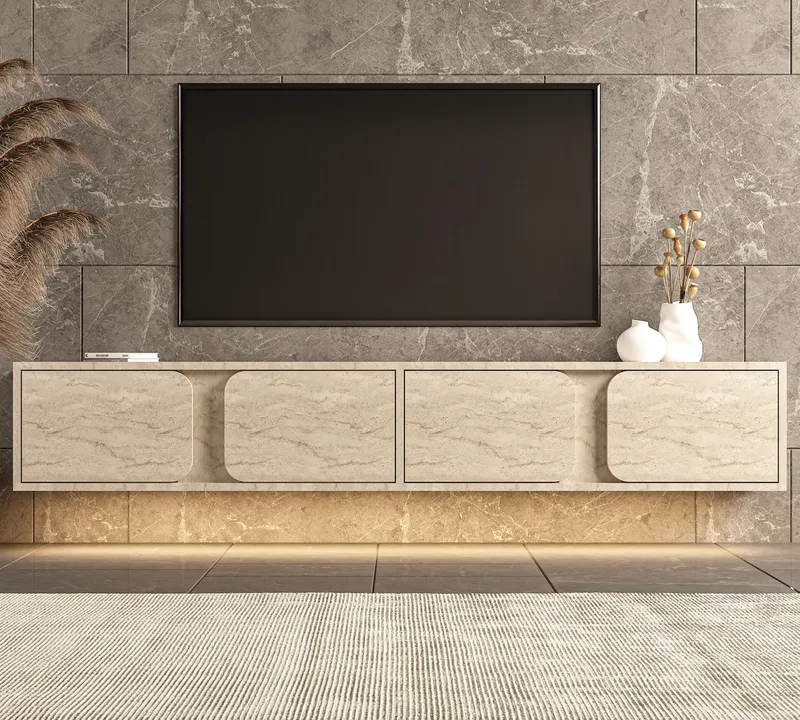 TV-benk Hanah Home Helen (180 x 30 x 30 cm) Travertin - Travertin - Møbler - Mediamøbel & tv møbel - TV-benk & mediabenk