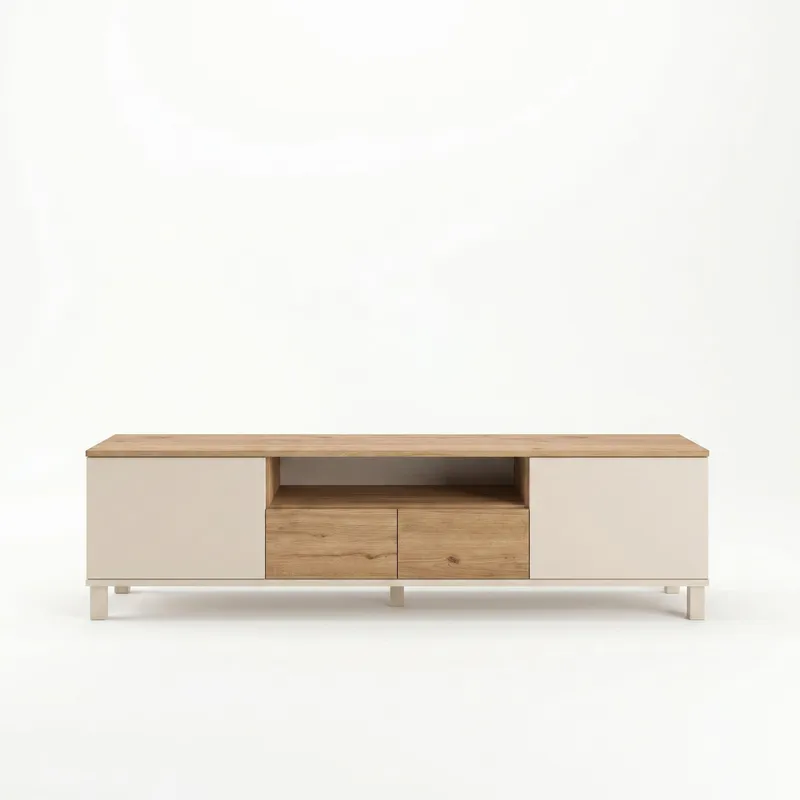TV-benk Hanah Home Mood (180 x 49,2 x 35 cm) Sand Oak, Sand og eik
