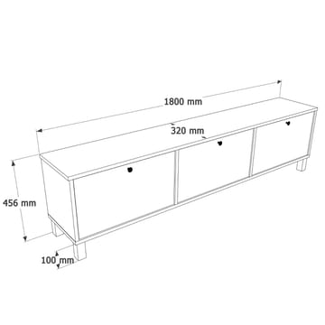 TV-benk Hanah Home Nord (180 x 45,6 x 32 cm) Hvit eik - Hvit og eik - Møbler - Mediamøbel & tv møbel - TV-benk & mediabenk