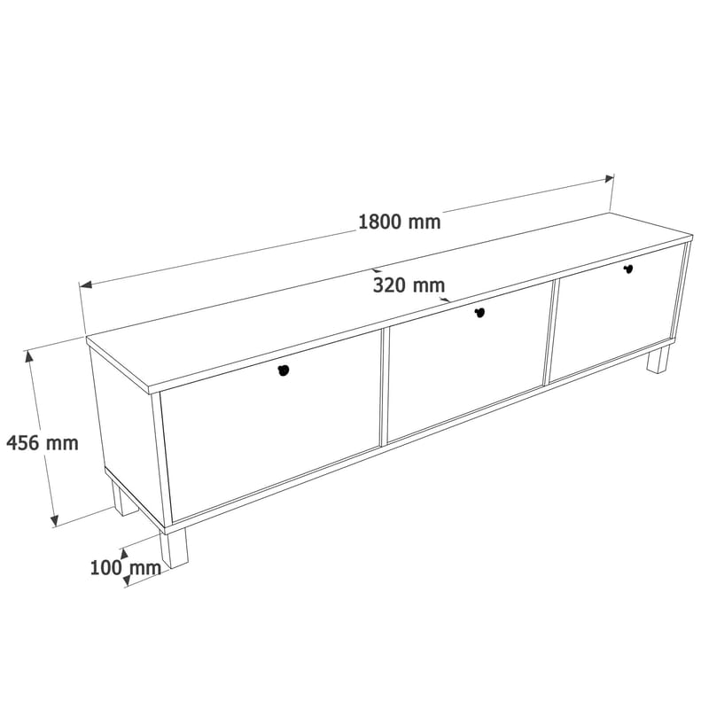 TV-benk Hanah Home Nord (180 x 45,6 x 32 cm) Hvit eik - Hvit og eik - Møbler - Mediamøbel & tv møbel - TV-benk & mediabenk