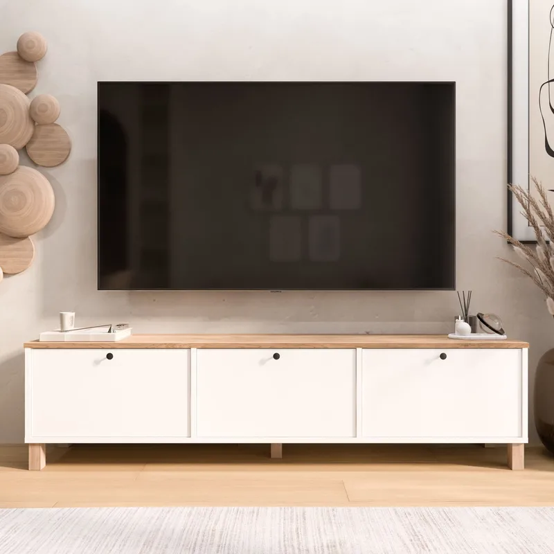 TV-benk Hanah Home Nord (180 x 45,6 x 32 cm) Hvit eik - Hvit og eik - Møbler - Mediamøbel & tv møbel - TV-benk & mediabenk