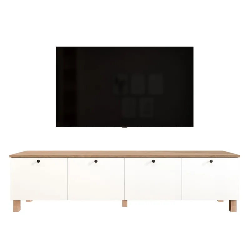 TV-benk Hanah Home Nord (180 x 45,6 x 34,1 cm) White Oak, Hvit og eik