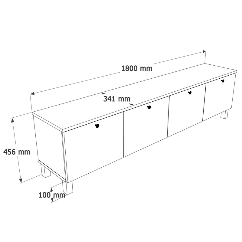 TV-benk Hanah Home Nord (180 x 45,6 x 34,1 cm) White Oak - Hvit og eik - Møbler - Mediamøbel & tv møbel - TV-benk & mediabenk