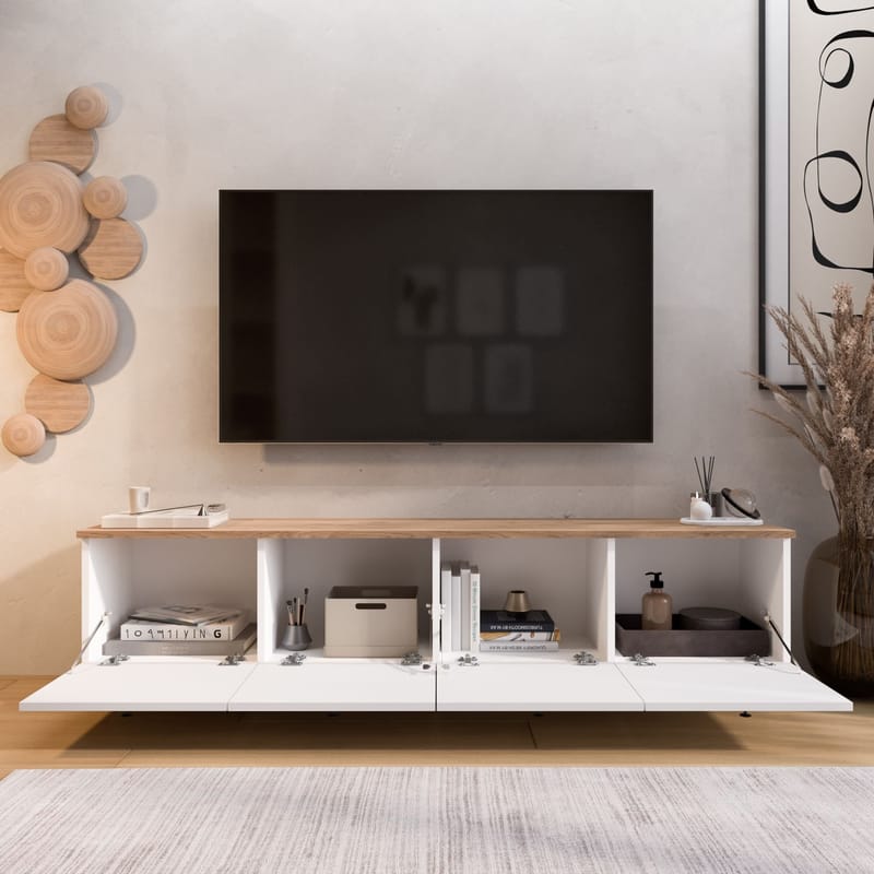 TV-benk Hanah Home Nord (180 x 45,6 x 34,1 cm) White Oak - Hvit og eik - Møbler - Mediamøbel & tv møbel - TV-benk & mediabenk