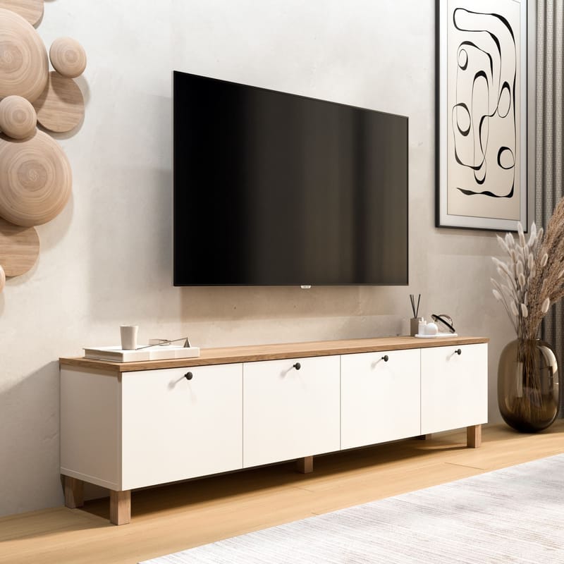 TV-benk Hanah Home Nord (180 x 45,6 x 34,1 cm) White Oak - Hvit og eik - Møbler - Mediamøbel & tv møbel - TV-benk & mediabenk