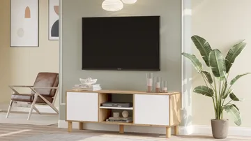 TV-benk Homitis Alston (160 x 59,1 x 40 cm) Eik hvit - Møbler - Mediamøbel & tv møbel - TV-benk & mediabenk