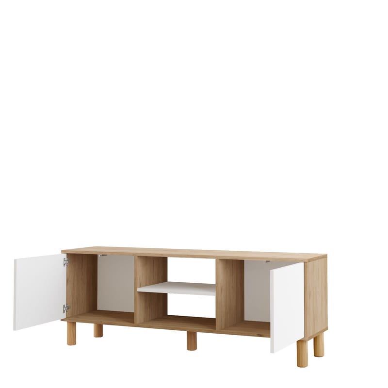 TV-benk Homitis Alston (160 x 59,1 x 40 cm) Eik hvit - Møbler - Mediamøbel & tv møbel - TV-benk & mediabenk