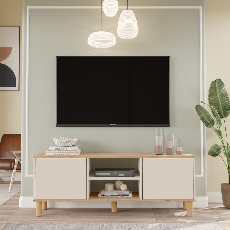 TV-benk Homitis Alston (160 x 59,1 x 40 cm) Eik kashmir - Møbler - Mediamøbel & tv møbel - TV-benk & mediabenk