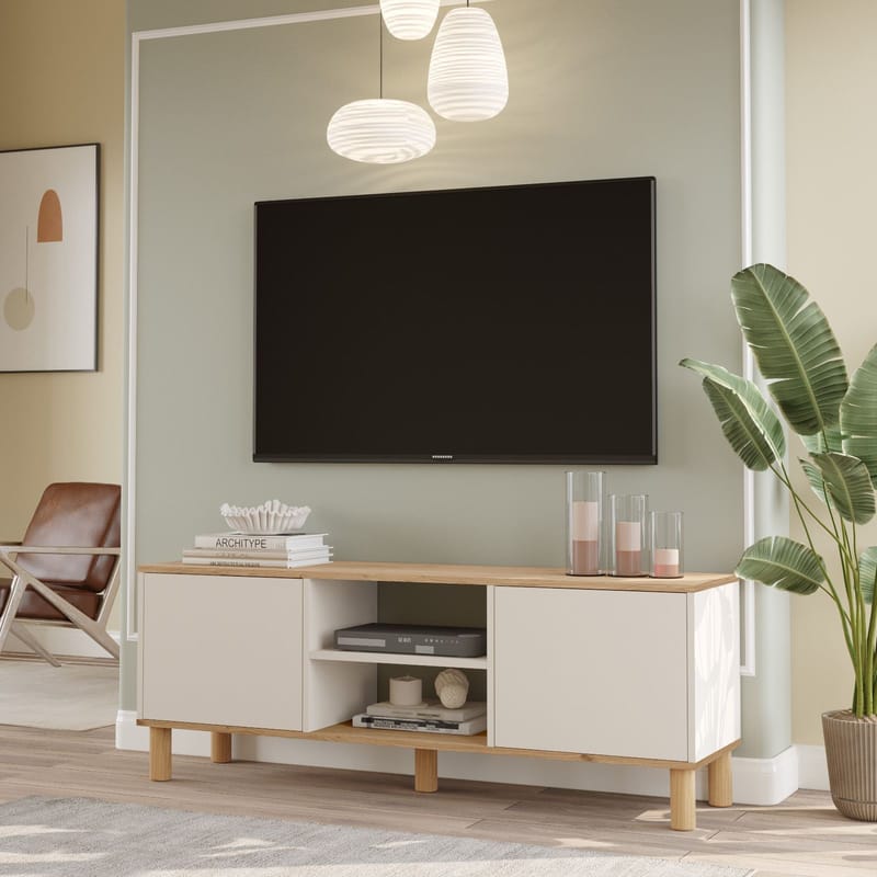 TV-benk Homitis Alston (160 x 59,1 x 40 cm) Eik kashmir - Møbler - Mediamøbel & tv møbel - TV-benk & mediabenk