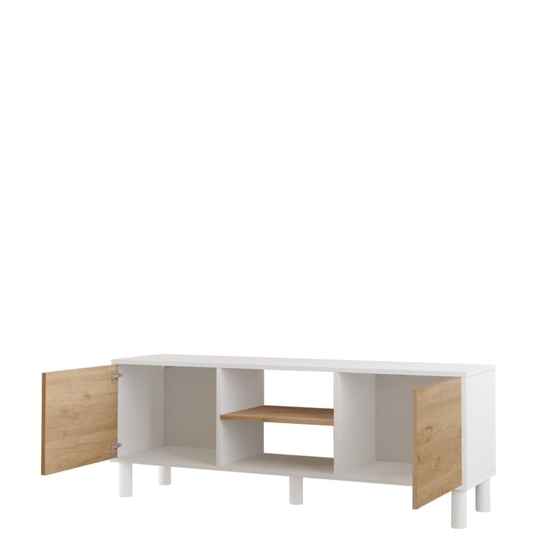 TV-benk Homitis Alston (160 x 59,1 x 40 cm) Hvit eik - Møbler - Mediamøbel & tv møbel - TV-benk & mediabenk