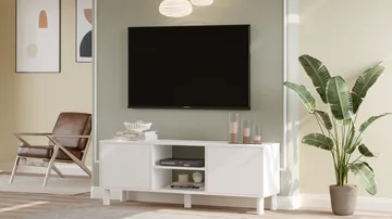 TV-benk Homitis Alston (160 x 59,1 x 40 cm) Hvit - Møbler - Mediamøbel & tv møbel - TV-benk & mediabenk