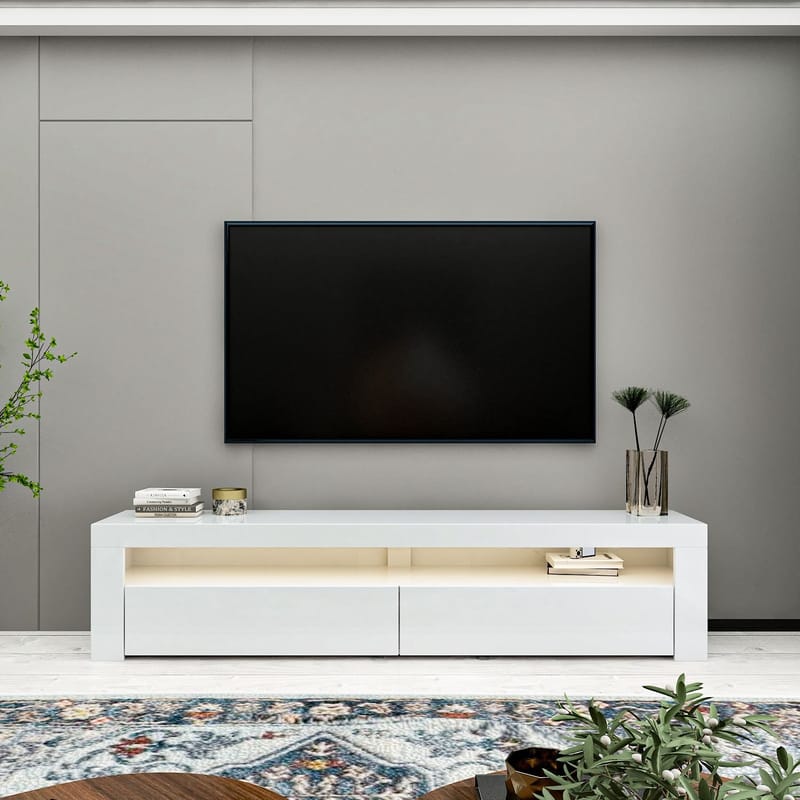 TV-benk Homitis Bati (150 x 46,8 x 36,8 cm) Hvit - Møbler - Mediamøbel & tv møbel - TV-benk & mediabenk