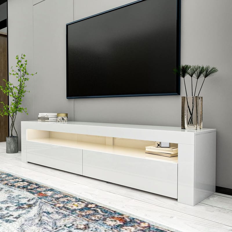 TV-benk Homitis Bati (150 x 46,8 x 36,8 cm) Hvit - Møbler - Mediamøbel & tv møbel - TV-benk & mediabenk