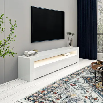 TV-benk Homitis Bati (150 x 46,8 x 36,8 cm) Hvit - Møbler - Mediamøbel & tv møbel - TV-benk & mediabenk