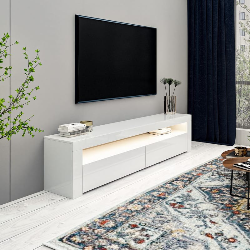 TV-benk Homitis Bati (150 x 46,8 x 36,8 cm) Hvit - Møbler - Mediamøbel & tv møbel - TV-benk & mediabenk
