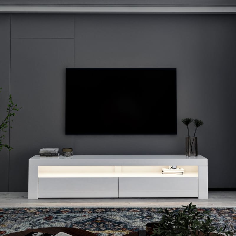 TV-benk Homitis Bati (150 x 46,8 x 36,8 cm) Hvit - Møbler - Mediamøbel & tv møbel - TV-benk & mediabenk