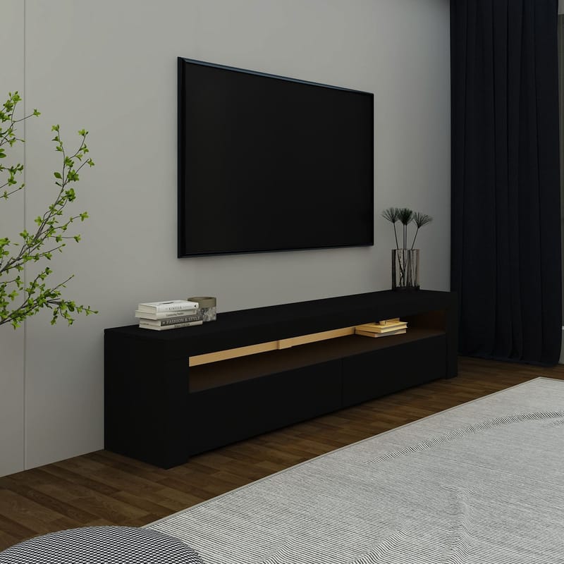 TV-benk Homitis Bati (150 x 46,8 x 36,8 cm) Svart - Møbler - Mediamøbel & tv møbel - TV-benk & mediabenk