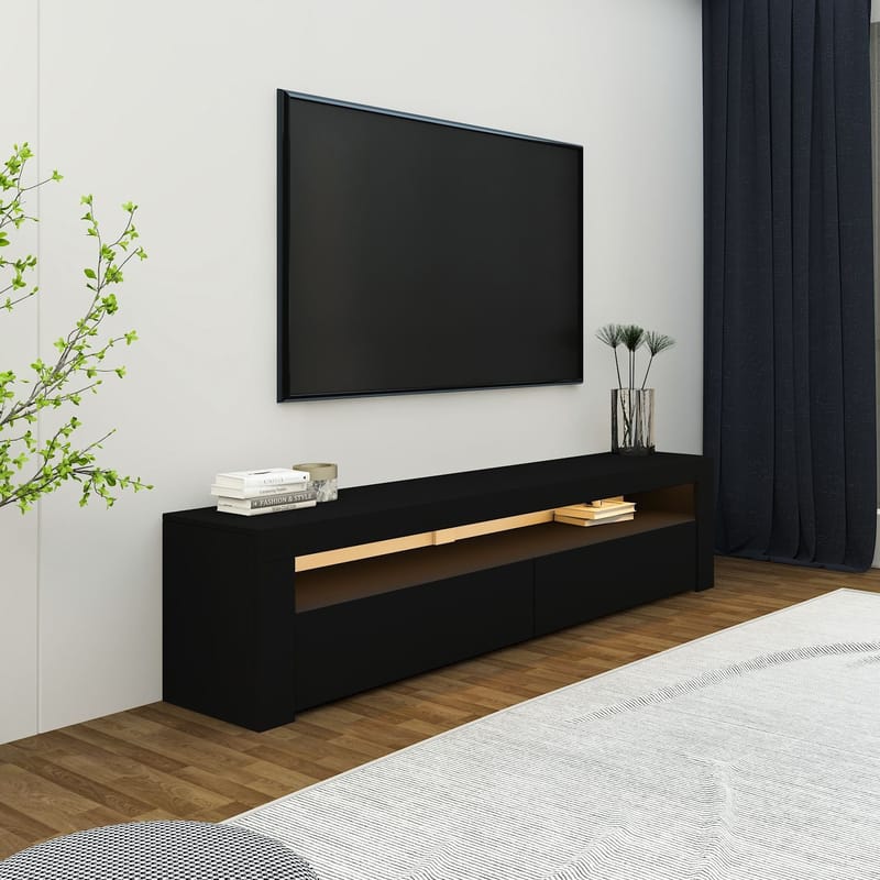 TV-benk Homitis Bati (150 x 46,8 x 36,8 cm) Svart - Møbler - Mediamøbel & tv møbel - TV-benk & mediabenk