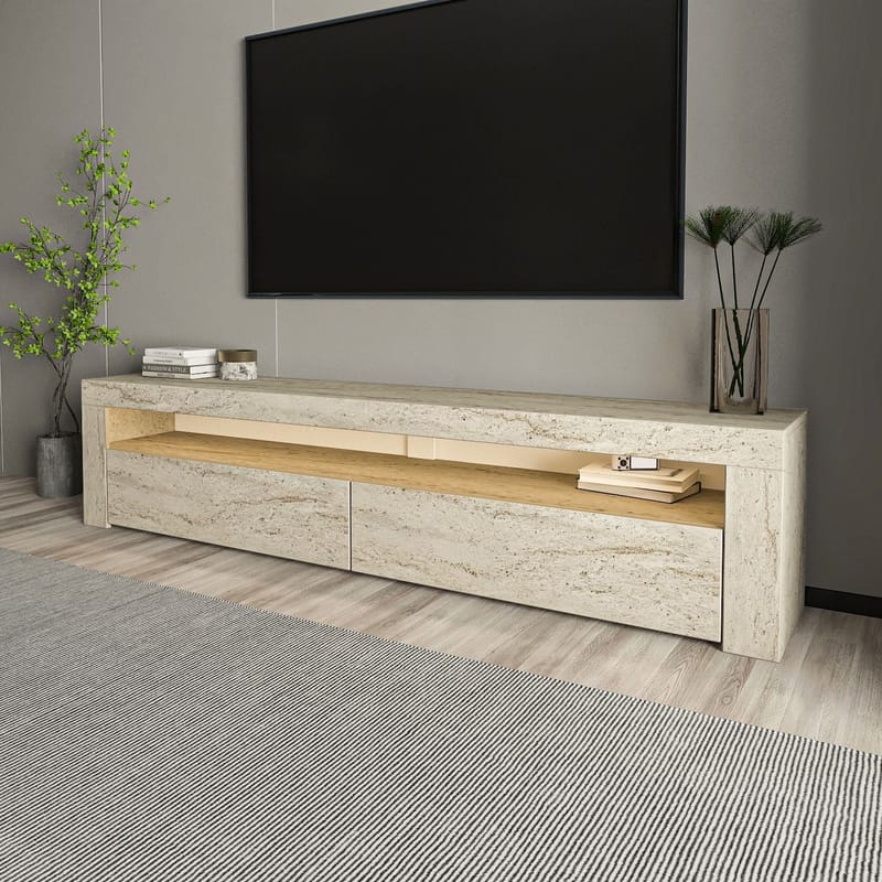 TV-benk Homitis Bati (150 x 46,8 x 36,8 cm) Travertin - Møbler - Mediamøbel & tv møbel - TV-benk & mediabenk