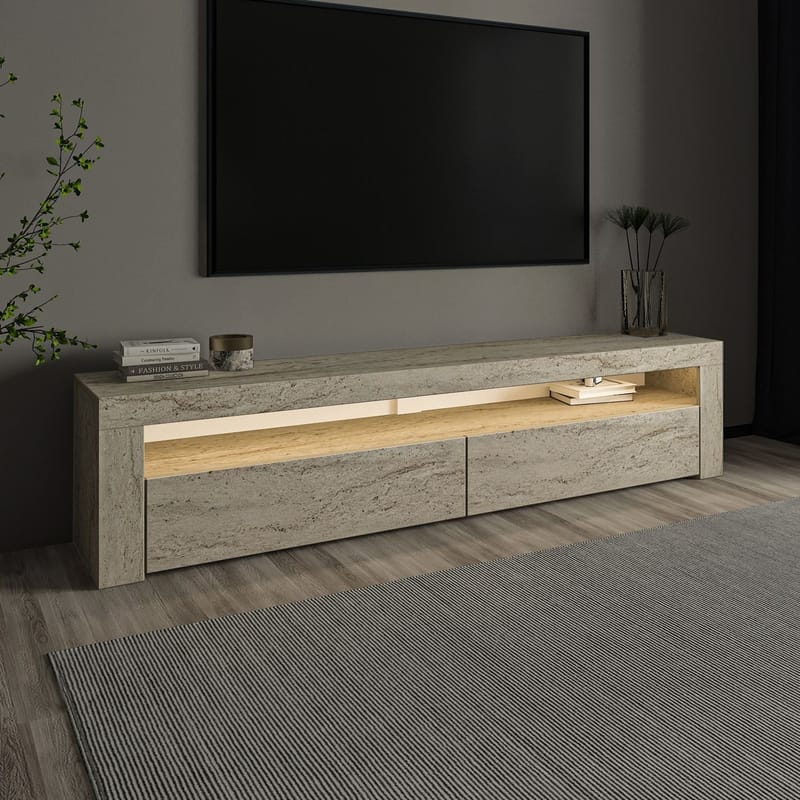 TV-benk Homitis Bati (150 x 46,8 x 36,8 cm) Travertin - Møbler - Mediamøbel & tv møbel - TV-benk & mediabenk