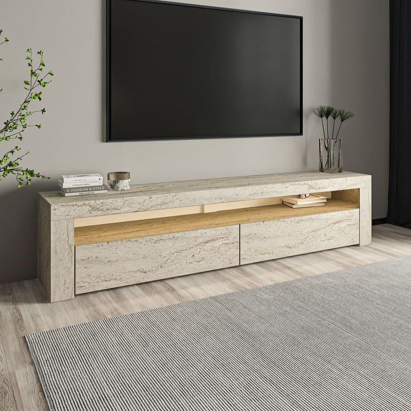 TV-benk Homitis Bati (150 x 46,8 x 36,8 cm) Travertin - Møbler - Mediamøbel & tv møbel - TV-benk & mediabenk