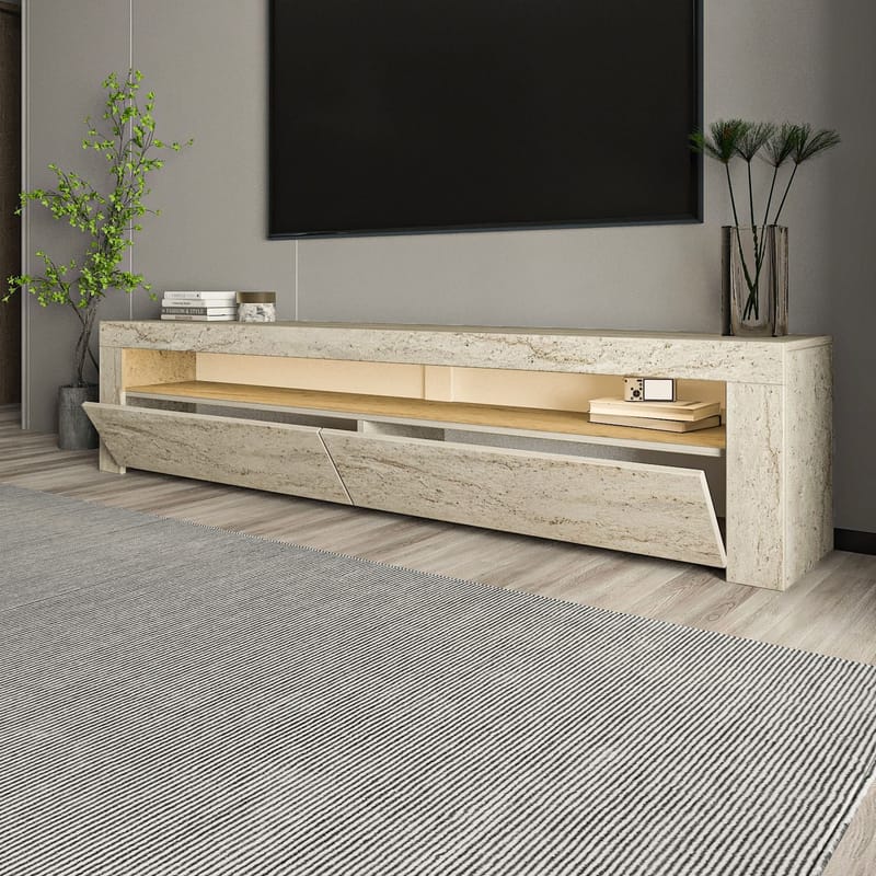 TV-benk Homitis Bati (150 x 46,8 x 36,8 cm) Travertin - Møbler - Mediamøbel & tv møbel - TV-benk & mediabenk