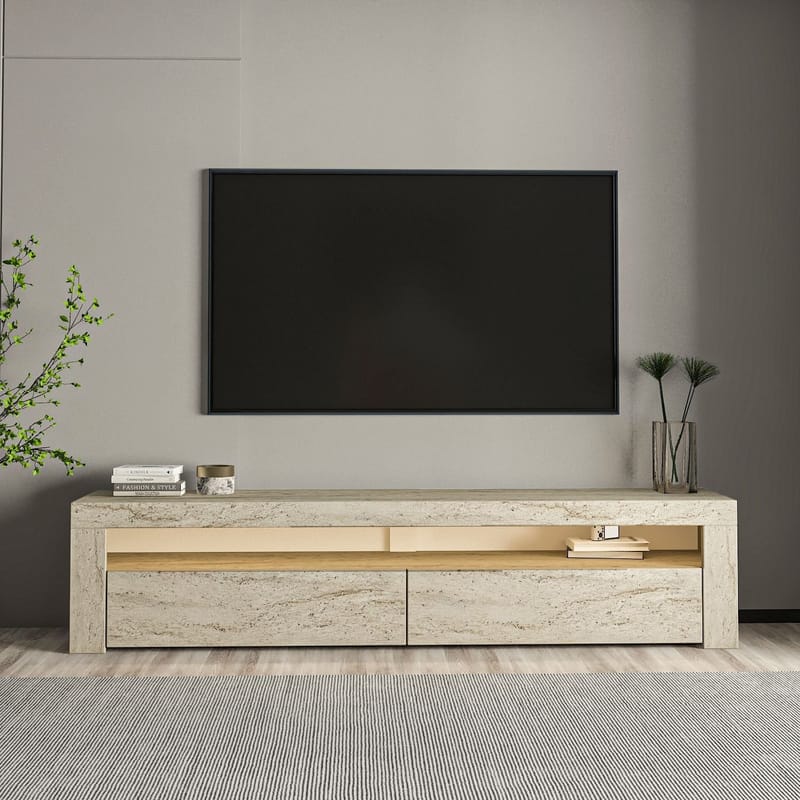 TV-benk Homitis Bati (150 x 46,8 x 36,8 cm) Travertin - Møbler - Mediamøbel & tv møbel - TV-benk & mediabenk