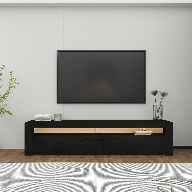 TV-benk Homitis Bati (150 x 46,8 x 36,8 cm) Wood Black - Møbler - Mediamøbel & tv møbel - TV-benk & mediabenk