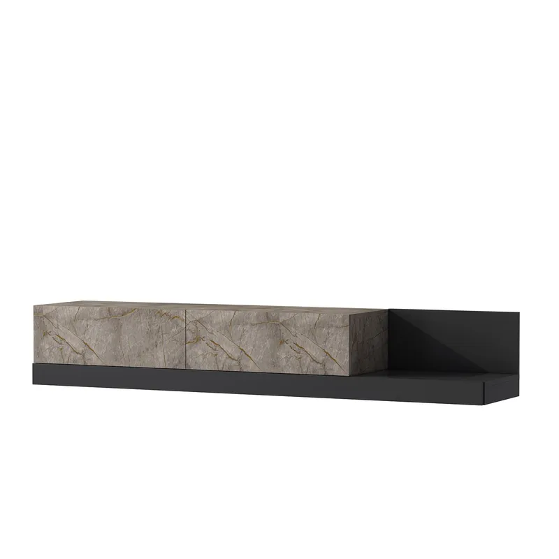 TV-benk Homitis Major (180 x 30 x 37 cm) Gordion marmor antrasitt, Gordion Marble/Anthracite