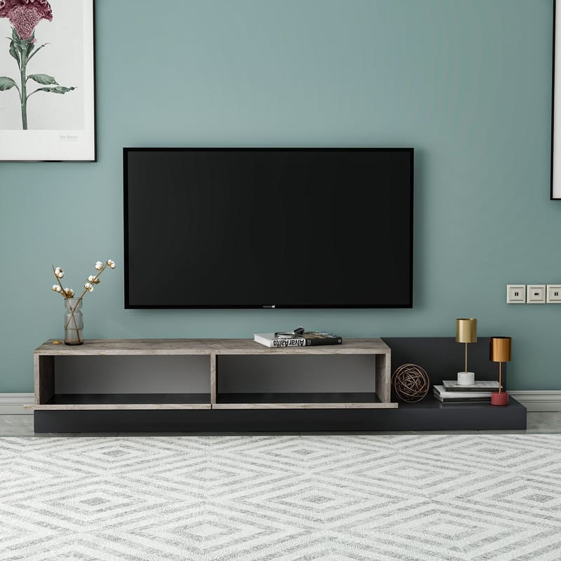 TV-benk Homitis Major (180 x 30 x 37 cm) Gordion marmor antrasitt - Gordion Marble/Anthracite - Møbler - Mediamøbel & tv møbel - TV-benk & mediabenk