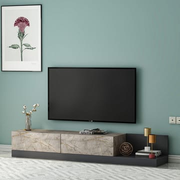 TV-benk Homitis Major (180 x 30 x 37 cm) Gordion marmor antrasitt - Gordion Marble/Anthracite - Møbler - Mediamøbel & tv møbel - TV-benk & mediabenk