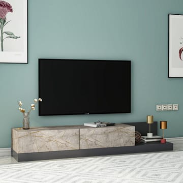 TV-benk Homitis Major (180 x 30 x 37 cm) Gordion marmor antrasitt - Gordion Marble/Anthracite - Møbler - Mediamøbel & tv møbel - TV-benk & mediabenk